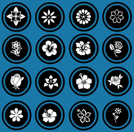silhouettes of flowers set  flowers icons  の写真素材