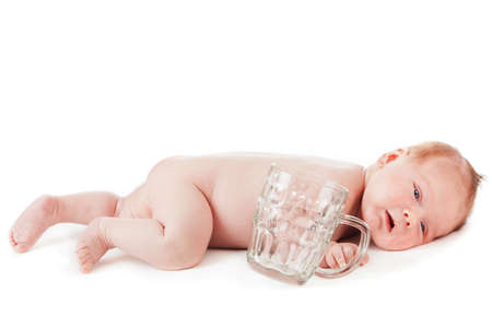 portrait of adorable baby. beautiful baby boy on white background.  1 month baby.の写真素材