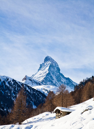 Matterhorn mountain of zermatt switzerland  Winter in swiss alps  Beautiful mountain Matterhornの写真素材