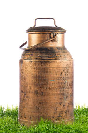 Retro milk can  old can of milk on white backgroundの写真素材