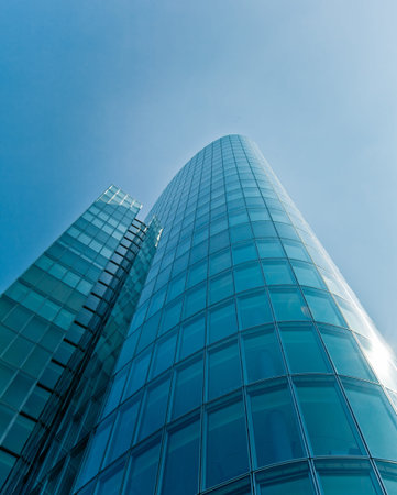 modern glass silhouettes of skyscrapers. Business building