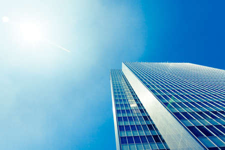 exterior of glass residential building. Modern glass silhouettes of skyscrapersの写真素材