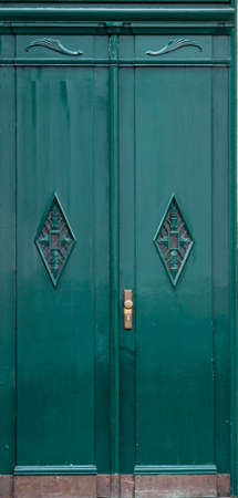 Wooden front door of a home. Old Wooden Door.の写真素材