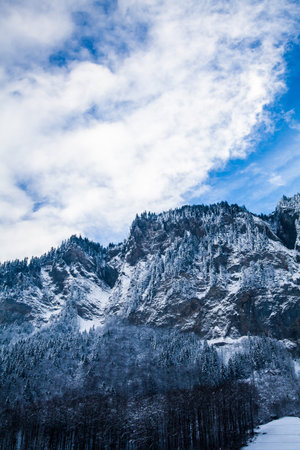 Beautiful winter landscape in the mountains. Mountain area in the Alps