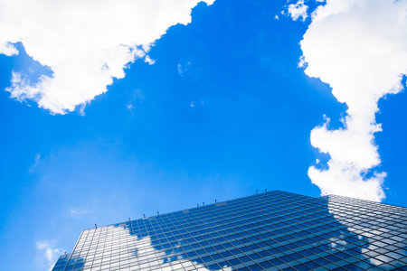 Abstract building. blue glass wall of skyscraper