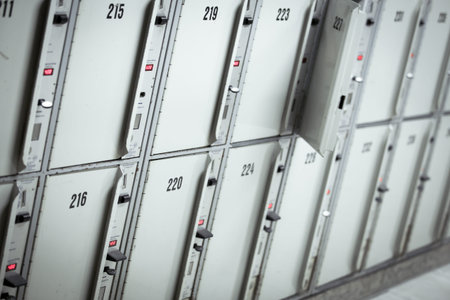 Lockers cabinets in a locker room. lockers at a railway stationの写真素材