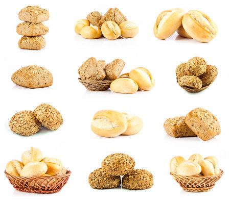 Assortment of baked bread. bun bread isolated on white background. delicious bun