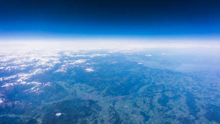 Landscape of Mountain. view from the airplane window . height of 10 000 km.  view of blue skyの写真素材