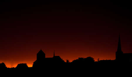 Sunset with church. church on a background of the sunsetの写真素材