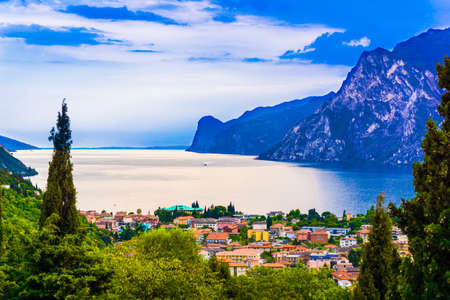 riva del garda.  Mountain lake Lago di Gardaの写真素材