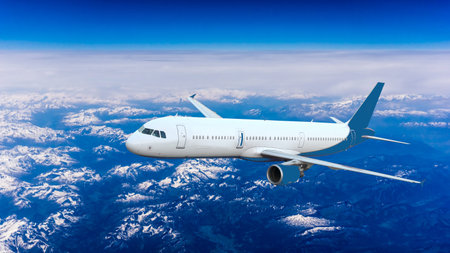 Airplane over the clouds