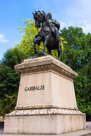 Statue of Garibaldi in Verona, Italyの写真素材