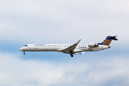 Eurowings Canadair CL-600-2D24 Regional Jet CRJ-900LR - D-ACNW landing, GERMANY,  HAMBURG Airport, September, 08, 2014のeditorial素材