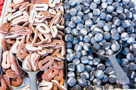 Background made of colorful sweets and candiesの写真素材