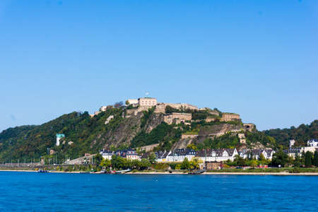 View of Fortress Ehrenbreitstein in Koblenz, Germanyのeditorial素材