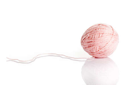 wool yarn ball isolated on white. ball of yarn for knittingの写真素材