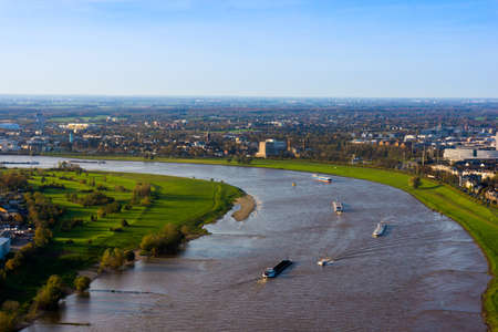 Duesseldorf mediahafen (harbour) in Rheinland-Westphalia, Germany. Panorama of Dusseldorf,の写真素材