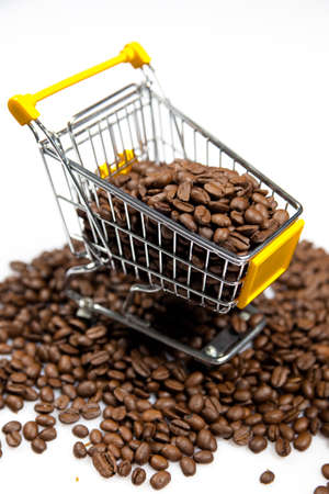 coffee beans. Shopping Cart Filled with Coffee Beansの写真素材