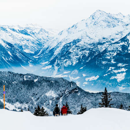 Winter in the swiss alpsの写真素材