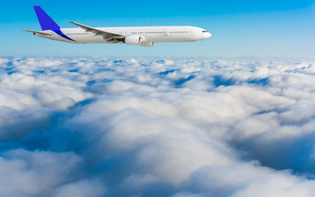 Passenger airliner flight in the blue sky