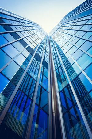 modern glass silhouettes of skyscrapers. Business building