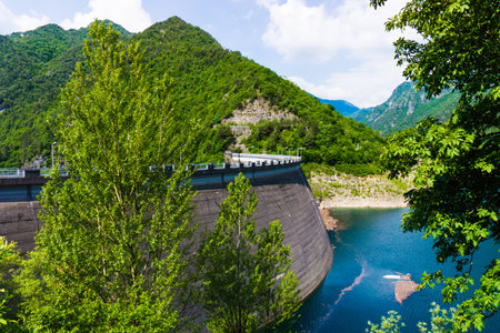 Big dam. Dam in the Mountainsの写真素材