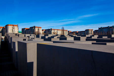 BERLIN, GERMANY - MARCH 22: Memorial to the Murdered Jews of Europe in Berlin on March 22, 2015. Its a memorial in Berlin to the Jewish victims of the Holocaust.のeditorial素材