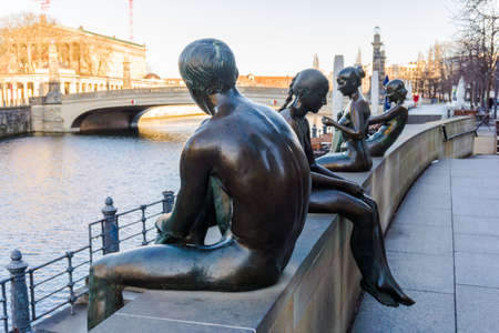 Famous sculpture Bathers on the Spree in Berlinの写真素材
