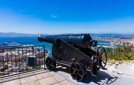 Cannon in Gibraltar.  gun, Gibraltar, United Kingdom, Western Europe.の写真素材