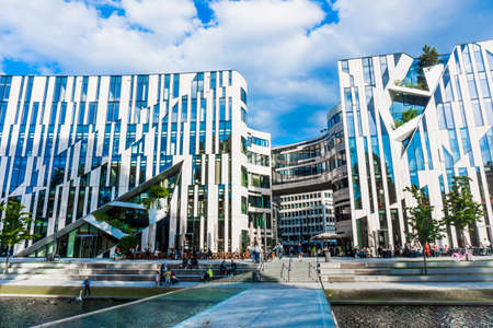 DUSSELDORF, GERMANY - JUNE 14, 2015: View of the Ko - Bogen. The Ko-Bogen is a large-scale office and retail complex designed by the New York architect Daniel Libeskind and completed in 2013のeditorial素材
