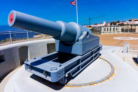 exhibit guns in Gibraltar.  Rule Britannia.  Old cannon installed at Europa Point on Gibraltarのeditorial素材