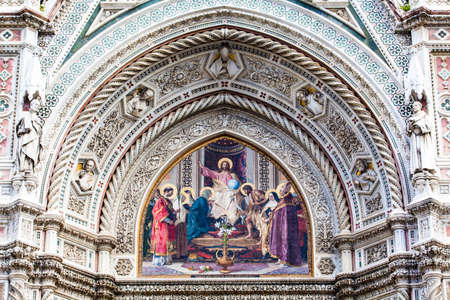 Detail of Cathedral Church Duomo basilica di santa maria del fiore in Florence, Italyの写真素材