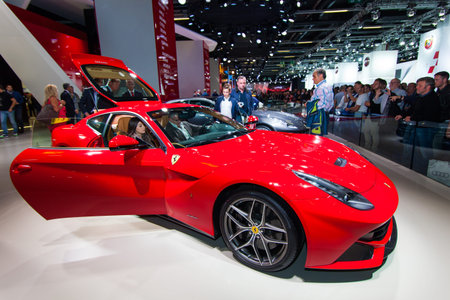 FRANKFURT, GERMANY - SEPTEMBER 23, 2015: Frankfurt international motor show (IAA) 2015. Ferrari f12 berlinettaのeditorial素材