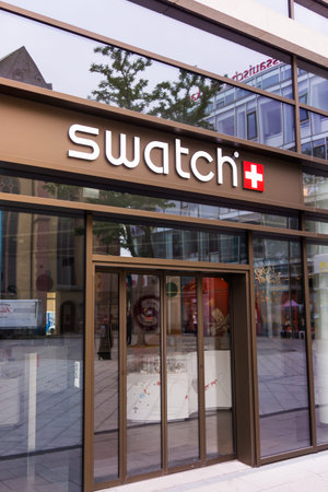 FRANKFURT, GERMANY - Oktober 24, 2015: An outlet of Swatch. The first collection of twelve Swatch...