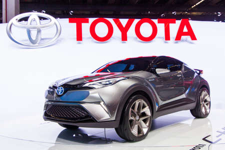 FRANKFURT, GERMANY - SEPTEMBER 23, 2015: Frankfurt international motor show (IAA) 2015. Toyota C-HR Concept - world premiereのeditorial素材