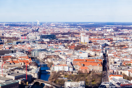 Aerial view of Berlin. Panorama of Berlin.  Berlin bird's-eye view.の写真素材