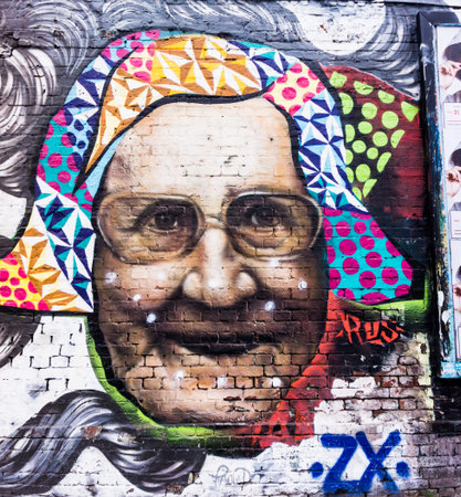 BERLIN, GERMANY - MARCH 20: Berlin Wall graffiti seen on March 22, 2015, Berlin, East Side Gallery. It's a 1.3 km long part of original Berlin Wall which collapsed in 1989のeditorial素材