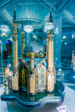 KAZAN, RUSSIA - DECEMBER 01, 2014: Interiors of famous Qol Sharif Mosque - historical building recently renovated, located in Kremlinのeditorial素材
