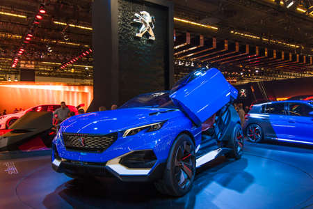 FRANKFURT, GERMANY - SEPTEMBER 23, 2015: Frankfurt international motor show (IAA) 2015. Peugeot Quartzのeditorial素材