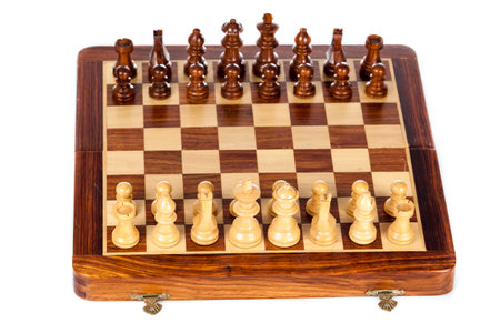 wooden chessboard.  Chess battle.  Chess game