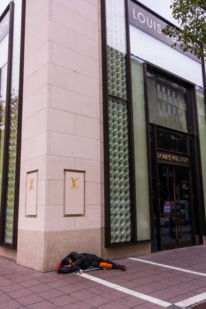 FRANKFURT, GERMANY - OCTOBER 24: Louis Vuitton store on October 24, 2015 in Frankfurt, Germany. Forbes says that Louis Vouitton was the most powerful luxury brand in the world in 2008 with $19.4bn USD valueのeditorial素材