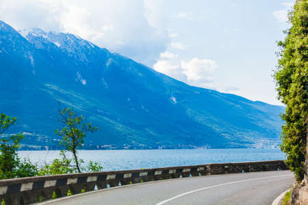 Lake Garda.  asphalt roadの写真素材