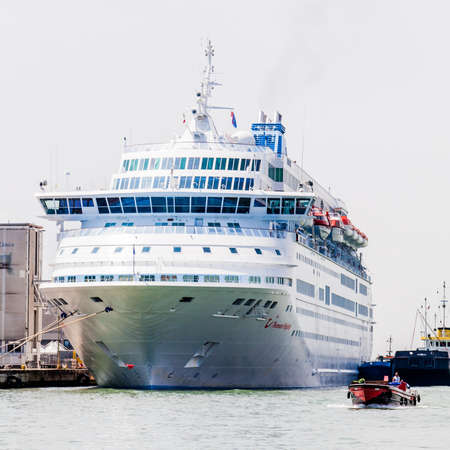 Venice, Italy - Junye 01, 2014 Cruise ship Thomson Majesty can be seen docked in the harbour.のeditorial素材