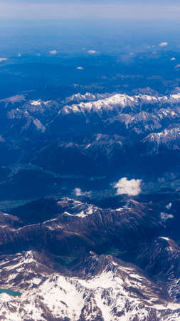 Landscape of Mountain. view from the airplane windowの写真素材