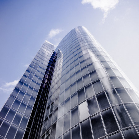 Abstract building. blue glass wall of skyscraper