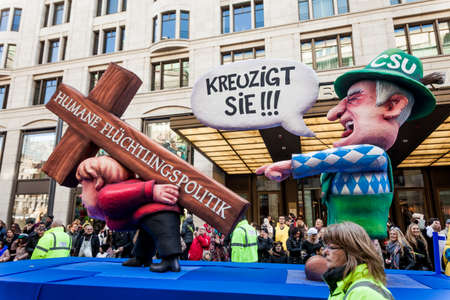 DUSSELDORF, GERMANY - MARCH 13, 2016: Shot at Carnival parade in city center on march 13, 2016 Dusseldorf, Germanyのeditorial素材