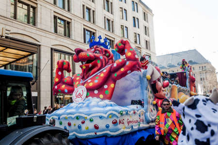 DUSSELDORF, GERMANY - MARCH 13, 2016: Shot at Carnival parade in city center on march 13, 2016 Dusseldorf, Germanyのeditorial素材