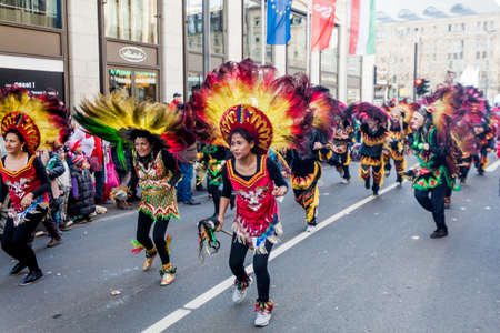 DUSSELDORF, GERMANY - MARCH 13, 2016: Shot at Carnival parade in city center on march 13, 2016 Dusseldorf, Germanyのeditorial素材
