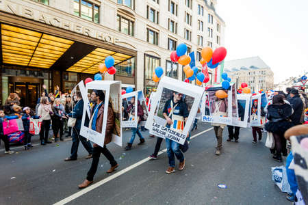 DUSSELDORF, GERMANY - MARCH 13, 2016: Shot at Carnival parade in city center on march 13, 2016 Dusseldorf, Germanyのeditorial素材