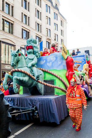 DUSSELDORF, GERMANY - MARCH 13, 2016: Shot at Carnival parade in city center on march 13, 2016 Dusseldorf, Germanyのeditorial素材